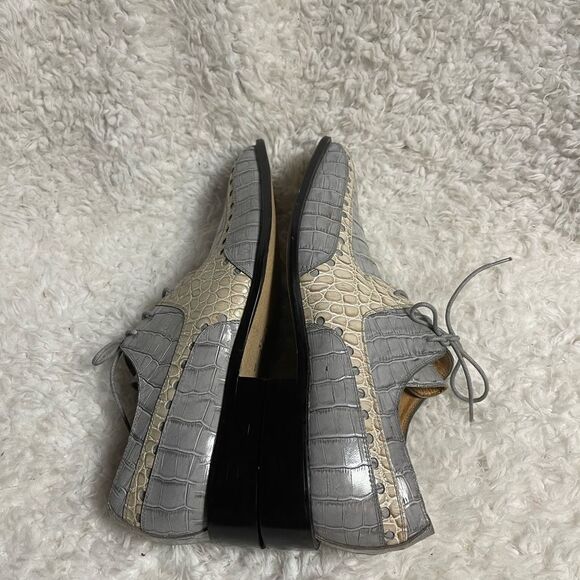 Moretti leather light gray and beige patent shoes square toe gently used SZ13 - Picture 7 of 10